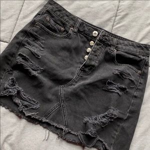 SOLD American Eagle Distressed Black Denim Mini Sk